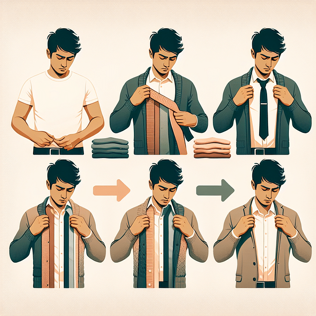 man adjusting layers of clothing