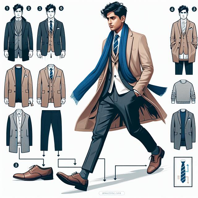 stylish man in an overcoat over layers
