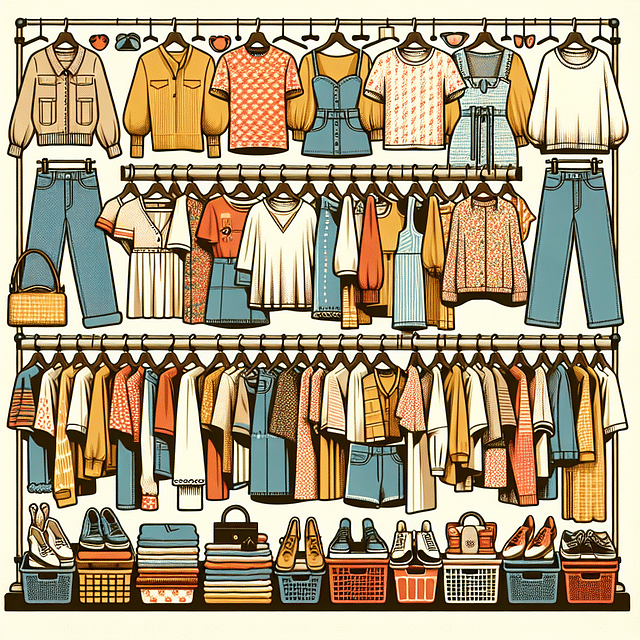 vintage thrift store clothing racks