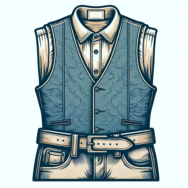 vintage vest tucked into high-waisted jeans with a slim belt