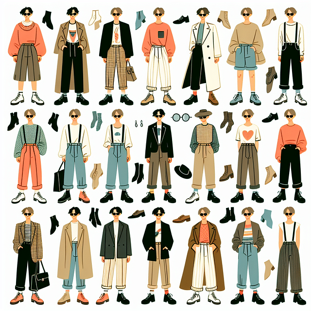 androgynous fashion icons collage