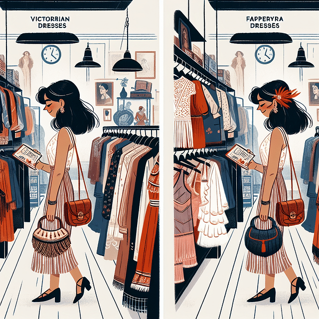 woman exploring a vintage clothing store