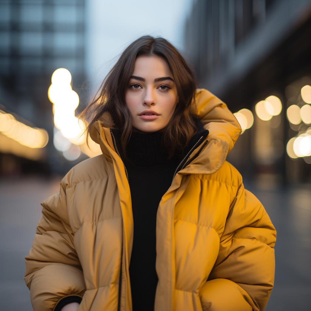 Woman in a stylish puffer jacket