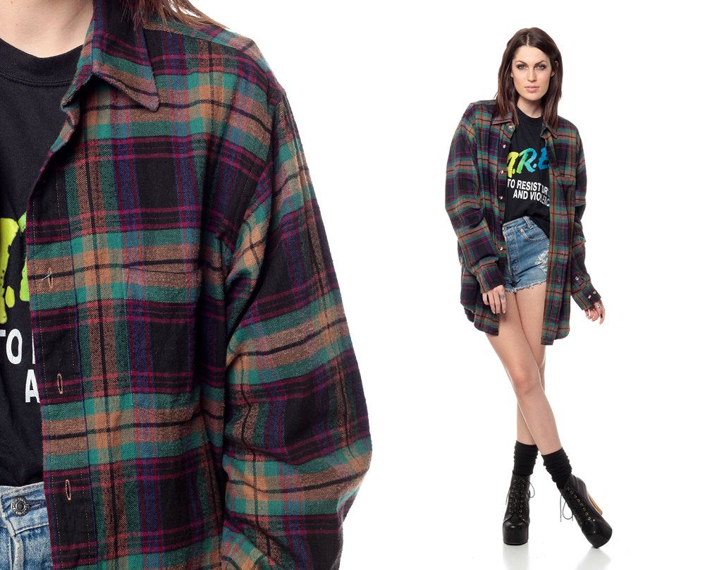 90s grunge flannel shirts