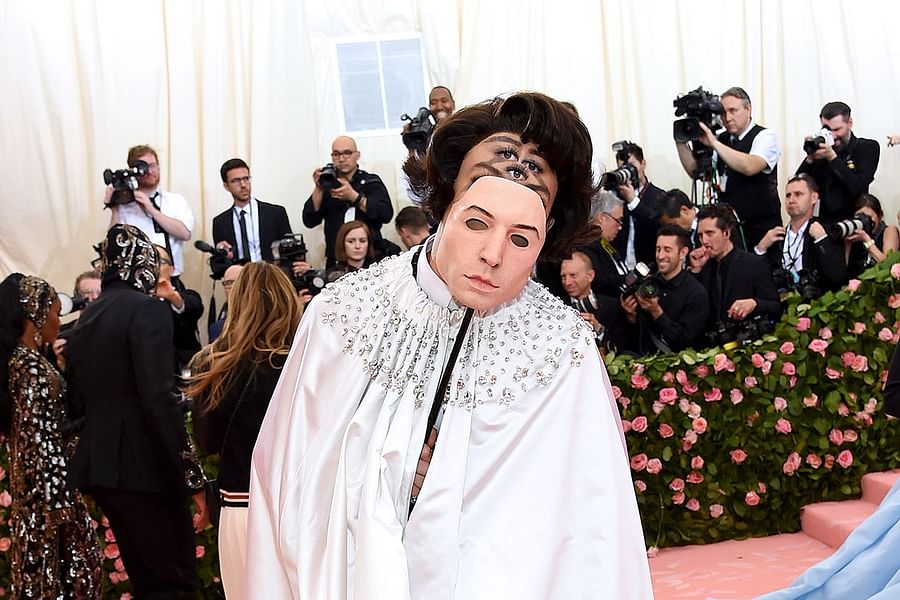 Ezra Miller gender fluid red carpet