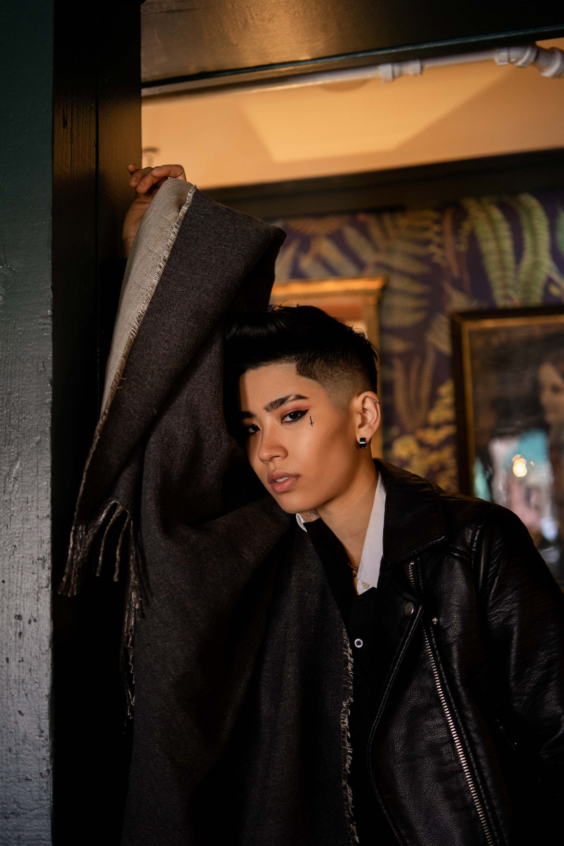 androgynous leather jacket