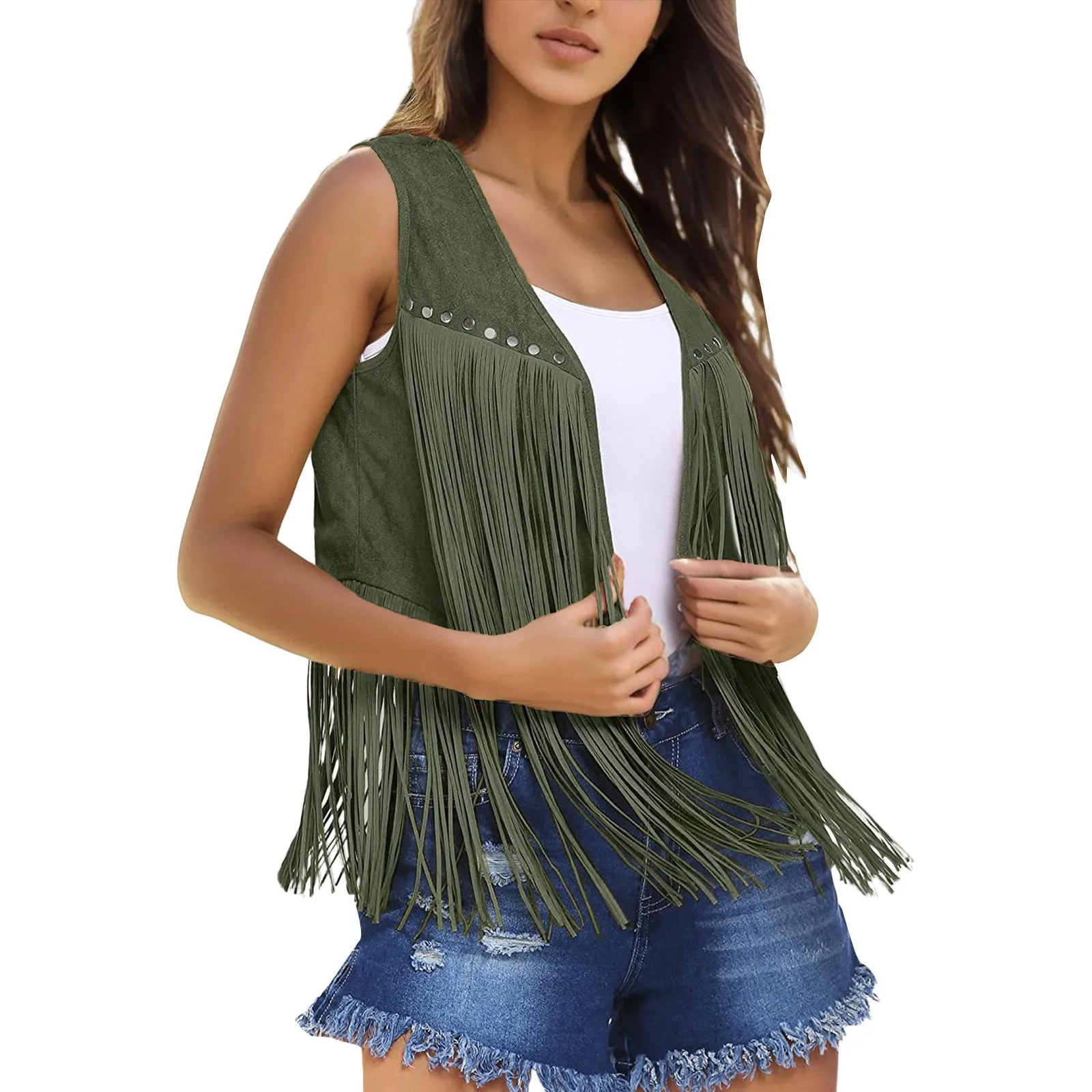 women's boho fringe vest