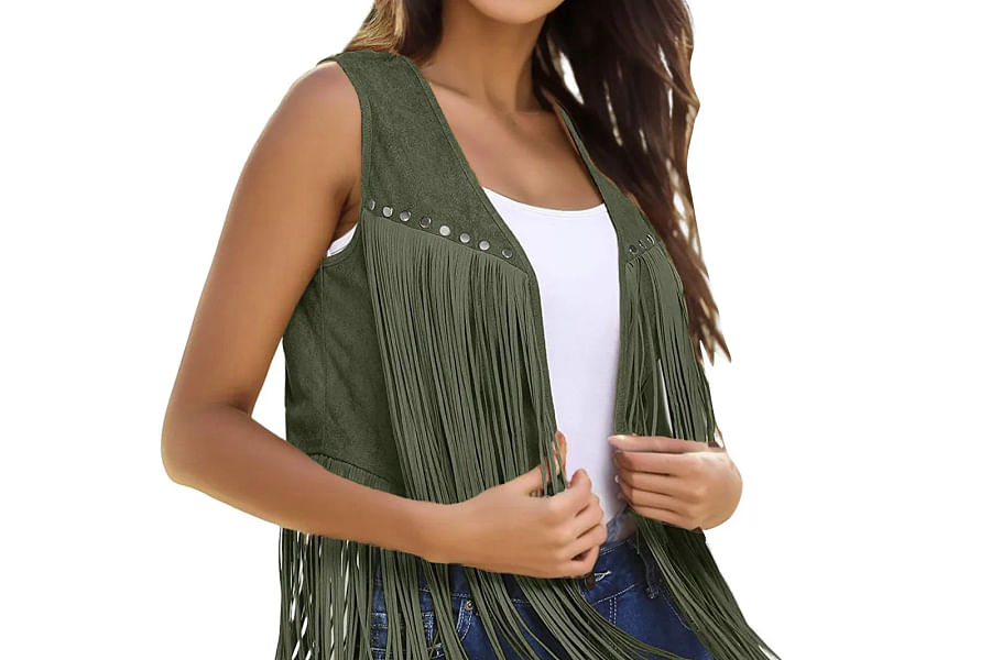 women's boho fringe vest