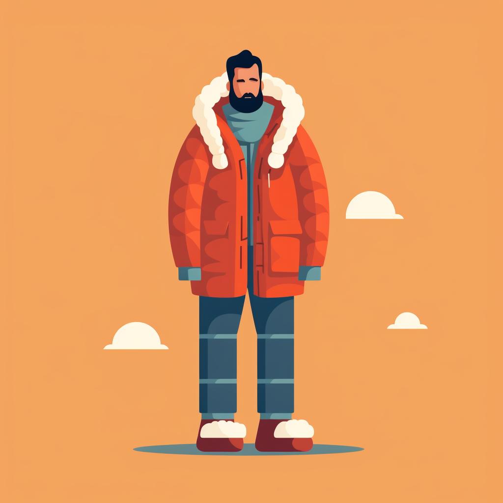 Man wearing a winter coat over his insulating layer