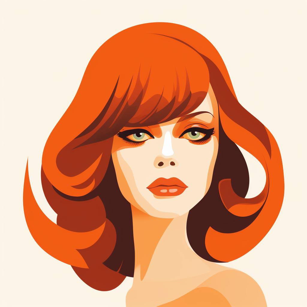 70s-style hairstyle and makeup